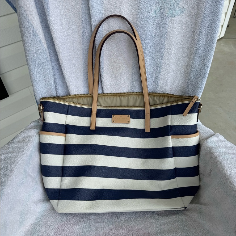 GUC Kate Spade Navy & White Stripe Diaper Bag.